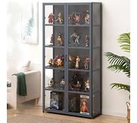 JSLJJBD Vitrina, Vitrina Cristal, Vitrina Expositora para Colecciones,Vitrina Transparente De Tres Lados, Diseño De Puerta De Lado A Lado, Gran Capacidad De Carga 82×33×161cm Darkgray