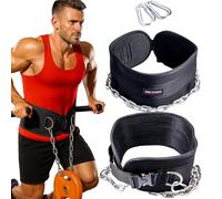 JSM FITNESS Cinturon Lastre Dominadas con Cadena Acero y 2 Mosquetones - Cinturón de Lastre Hombre | Faja Entrenamiento Calistenia, Musculación, CrossFit, Powerlifting Gimnasio Dip Belt