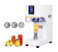 JSMDLN Máquina Selladora Automática Eléctrica De Latas, 140 W, para Latas De Aluminio Y Plástico (5,5 Cm De Diámetro), Altura Ajustable, con 3 Portavasos. para Uso Comercial Y Doméstico White