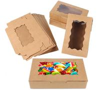 JSMTKJ 20 Piezas Cajas para Tartas de Papel Kraft con Ventana Transparente, Set Caja Reposteria Desechable para Cupcake, Galletas, Postres, Regalos, Fiestas y Más, 17,8 x 11 x 3,9 cm