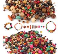 JSMTKJ 600 Piezas Cuentas de Madera Natural para Manualidades, Abalorios de Variedad de Dibujo y Forma para DIY Pulsera Collar Joyería
