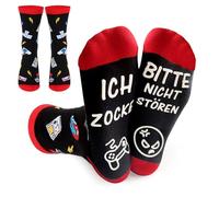JSMTKJ Calcetines Para Juegos, Divertido Gaming Calcetines, con Texto Bitte Nicht Stören Ich Zocke para Niño, Amigos, Adolescentes, Hijos en cumpleaños