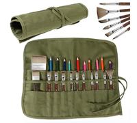 JSMTKJ Estuche para Pinceles de Pintura Funda Enrollable 22 ranuras pintura almacenamiento cepillo Enrollable Estuche Lápices Arte Funda para acrílico aceite acuarela gouache