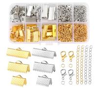 JSMTKJ Kit de Hacer Bisutería Joyería Manualidades DIY Accesorios Cierre de Cadena Anillas Abiertas y Extensor de Cadena para Pulsera y Collar (370 Piezas)