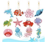 JSMTKJ Llaveros de Pintura de Diamantes 5D 12 Piezas 5D Arte Diamante DIY Decorativos Diamantes Ornamentos Gem Art Diamond Painting Keychains para Adultos y Niños