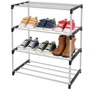 JSMTKJ Zapatero de 4 Niveles, Estantería de Zapatos | Zapatera de Almacenamiento para Entrada, Pasillo, Salón, Armario, Negro