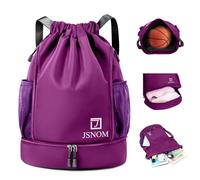 JSNOM Mochila Cuerdas Mujer Hombre: Mochilas Bolso Casual de Tela Cuerda Bolsa Gimnasio con Cordón Deporte Talega Saco Playa Para Viajes Deportiva Yoga Grande Gymsack Para Unisex Hombre (Morado)