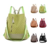 JSNOM Mochila Mujer Bolso Antirrobo: Mochilas Cuero Pequeño Elegante Impermeable Daypack para Deportiva Escuela Deporte Casual (Negra) (Verde)