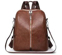 JSNOM Mochila Mujer Bolso Antirrobo: Mochilas Elegante Cuero Pequeña Impermeable Daypack para Deportiva Escuela Universidad Escuela Compras Trabajo Deporte Casual (Negro) (Marrón)