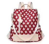 JSNOM Mochila Mujer Bolso Antirrobo: Mochilas Elegante Pequeña Impermeable Daypack para Deportiva Escuela Universidad Escuela Compras Trabajo Deporte Casual (Rojo)