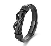 JSNOM Pulsera Cuero Hombre Negro: Pulseras Infinity Trenzado de Múltiples Capas para Cumpleaños Día de San Valentín Navidad, Joyería Regalo para Hombre (Negro, 8.3inch)