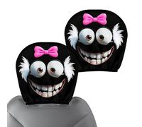 Jsnwernb Fundas de asiento de coche | 2 piezas Fundas para reposacabezas de vehículo,Decoraciones interiores divertidas diseño de ojos de dibujos animados lindos | Para Familia Coche Remolque Tractor