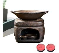 Jsnwernb Sartén De Aromaterapia De Cerámica,Difusor De Perfume De Cerámica Multifuncional con 2 Velas,Kit Quemador De E Incienso Zen | Para Aromaterapia, Yoga,