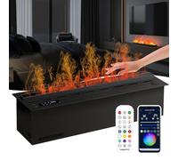 json2xml Chimenea Eléctrica, Chimeneas De Vapor De Agua 3D, Niebla Táctil, Colores Ajustables + Volumen De Niebla/Soporte Empotrado - El Grosor del Panel Es De Solo 3 Mm 100cm/39.3in