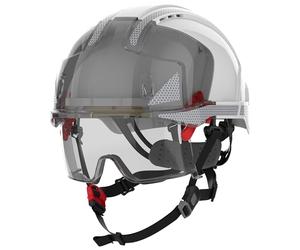 JSP Casque de chantier Double norme crémaillère EVO VISTAlens Dualswitch CR2 Blanc/Fumé - Protection EPI