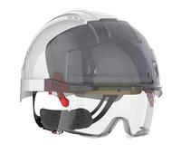 JSP - EVO VISTAlens Casco de seguridad con gafas integradas, blanco/ahumado, Ventilado (AMB170-005-F00)