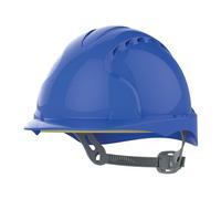 JSP EVO3 Comfort Plus Casco Obra, Ventilado, Trinquete Deslizante, Azul | Arnés textil 6 puntos para máxima comodidad. Construcción, obra e industria. Ligero. EN 397 certificado.