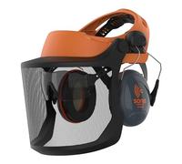 JSP EVOGuard M2 Diadema Forestal con Visor de Malla Inoxidable, Naranja | Diadema forestal con visor de malla y doble protección ocular. EN 1731 certificado.