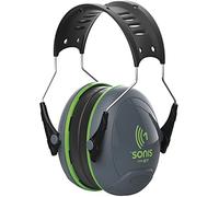 JSP Protection Orejeras Sonis 1 cinta sobremoldeada, copa gris oscuro/verde alta visibilidad (SNR27)