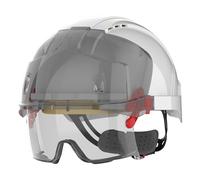 JSP - EVO VISTAlens Casco de seguridad con gafas integradas, blanco/ahumado, Ventilado (AMB170-005-F00)