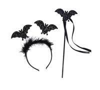 JSRHEEM Diademas de Halloween, diadema de cuernos de reina malvada, accesorios de Halloween, adecuadas para carnaval, Halloween, fiestas, ropa, adornos para el pelo (juego de murciélago)