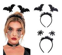 JSRHEEM Diademas de Halloween, diadema de cuernos de reina malvada, accesorios de Halloween, adecuadas para carnaval, Halloween, fiestas, ropa, adornos para el cabello (araña + murciélago)