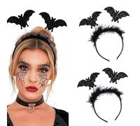 JSRHEEM Diademas de Halloween, diadema de cuernos de reina malvada, accesorios de Halloween, adecuadas para carnaval, Halloween, fiestas, ropa, adornos para el pelo (murciélagos *2)