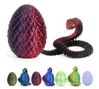JSRHEEM Huevo de dragón místico 3D con dragón que nace, regalo único de fantasía y decoración mágica de Pascua para coleccionistas y fanáticos de la decoración (serpiente láser rojo y negro)