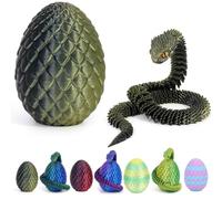 JSRHEEM Misterioso huevo de dragón 3D, huevo de dragón con dragón, figura de dragón 3D, un objeto decorativo mágico y regalo (bronce negro serpiente)
