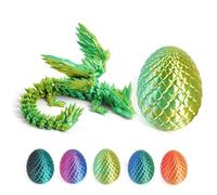 JSRHEEM Místico huevo de dragón en 3D con dragón deslizante, regalo único de fantasía y decoración mágica de Pascua para coleccionistas y amantes de la decoración (Feilong-amarillo-verde)