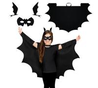 JSRHEEM Set de Capa de Murciélago Halloween para Niños - Capa de Murciélago + Máscara + Horquilla - Perfecto para Fiestas de Halloween de Miedo, Carnaval, Juegos de Rol(S)