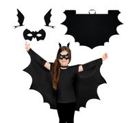 JSRHEEM Set de Capa de Murciélago Halloween para Niños - Capa de Murciélago + Máscara + Horquilla - Perfecto para Fiestas de Halloween de Miedo, Carnaval, Juegos de Rol(M)