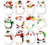 JSRQT 12 Notas Adhesivas Navidad, Blocs de Notas Autoadhesivos de Muñeco de Nieve y Papá Noel, Mini Sticky Notes Memo Notepads, para Fiestas, Regalos, Recompensas de Aula, Planificación de Oficina