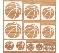 JSRQT 12 Piezas Stencil Plantillas de Dibujo Patrones Baloncesto Estensil Letras Dibujar Conjunto Diario DIY Reutilizables Plástico Pintura para Pintar Madera Pared Scrapbooking Estarcir Template Kit