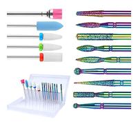 JSRQT 14 Piezas Broca Manicura Broca Unhas para AcríLico Quitar Gel Cutícula Brocas Torno Uñas Profesional Brocas de Cerámica para Uñas para Pedicura Salón Lima de Uñas Eléctrica Taladro de Uñas Set
