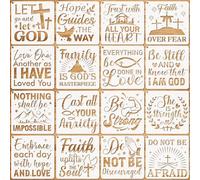 JSRQT 16 Piezas Plantilla de Plástico Reutilizable, Plantillas de Inspiradoras de Versículos Bíblicos, Plantillas de Dibujos Palabras para Pintar en Madera, Pared, Camisa, Decoración Hogar, 20×20 CM