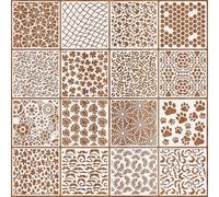 JSRQT 16 Piezas Telarañas Stencil da Disegno per Pittura,Huellas Manualidades, Textura Stencil Modelli di Pittura per Design Scrapbooking DIY 5 Pulgadas