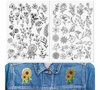 JSRQT 2 Hojas Estabilizador Soluble en Agua,Entretela Hidrosoluble Bordado con Motivos Florales,Estabilizadores Autoadhesivos Lavables Para Bordado Coser a Mano