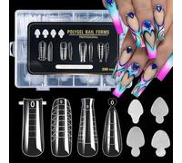JSRQT 288 Piezas Sistema Acrílico Nail Mold Dual Form,Puntas de Uñas Postizas de Gel UV,Sistema Acrílico Nail Mold,Extensión Tips de Uñas,4 Modelos y 12 Yardas