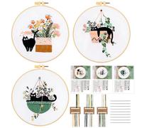 JSRQT 3 Piezas Kit de Inicio de Bordado para Principiantes Adultos Bordar a Mano Kit Bordado con Patrones e Instrucciones Cross Stitch a Mano Kit de Herramienta de Punto Cruz Kits de Punto de Aguja