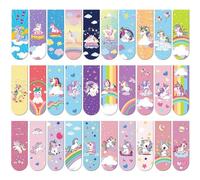 JSRQT 30 Piezas Marcapáginas Magnético de Tema Unicornio,Magnetic Bookmark,Marcapáginas Clip de Página,Magnéticos Marcadores de Página para Amantes de los Libros,Estudiantes, Profesores