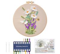JSRQT 3D Kits de Inicio de Bordado de Cinta para Principiantes, Kits de Bordado con Punta de Aguja para Adultos y Niños, Kits Punto de Cruz Estampado de Flores, Kit de Bordado a Mano con Aguja e Hilos