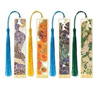 JSRQT 4 Piezas Marcapáginas de Metal con Borla, Marcadores de Libros Van Gogh, Marcadores de Página,Accesorios lectura Marcador Clip,Marcadores Accesorios para Amantes del Libro