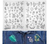 JSRQT 72 Piezas Estabilizador Soluble en Agua Bordado, Estabilizador autoadhesivo con Motivos Florales,Plantillas de Bordado Solubles en Agua para Bordado Coser a Mano