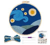 JSRQT Kit Aguja Perforadora Bricolaje Aguja Punch Needle Kit Cielo Estrellado Kit Bordado Kit de Iniciación para Bordado para Adultos Principiantes Bordado con Perforadora Kit de Inicio de Bordado