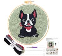 JSRQT Kit Aguja Perforadora Bricolaje Perro Aguja Punch Needle Kit para Adultos Principiantes Kit Bordado Kit de Iniciación para Bordado Bordado con Perforadora Kit de Inicio de Bordado
