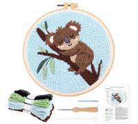 JSRQT Kit Aguja Perforadora Koala Bordado Arranque Punch Needle Adultos Principiantes Niños Tapiz para Bordar Iniciación Perforación Bricolaje Herramienta Punto de Cruz Magica Regalo