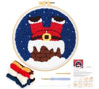 JSRQT Kit Aguja Perforadora Navidad Aguja Punch Needle Kit Navideño Kit de Bordado con Aguja Perforada Papá Noel Kit de Arranque Punch Needle Kit de Iniciación para Bordado para Adultos Principiantes