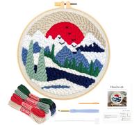JSRQT Kit Aguja Perforadora para Adultos Principiantes Punch Needle Kit Montaña de Nieve Aguja Punch Needle Bricolaje Kit de Bordado con Aguja Perforada con Aro Kit de Iniciación para Bordado