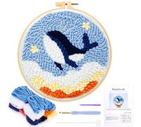 JSRQT Kit Aguja Perforadora Punch Needle Kit Ballena Kit para Principiantes para Bordar Bricolaje Kit de Bordado con Aguja Perforada con Aro Herramienta de Punto de Cruz para Adultos Principiantes